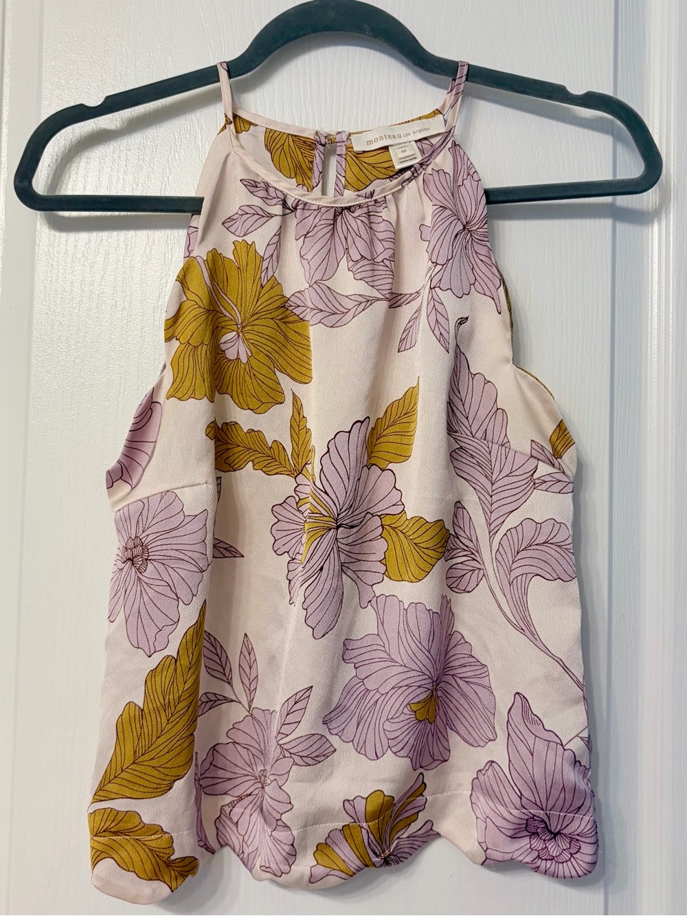 Monteau Lavender & Mustard Floral Halter Blouse